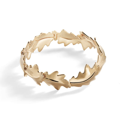 ウッドランド オーク リーフ バングル (18ct イエロー ゴールド)