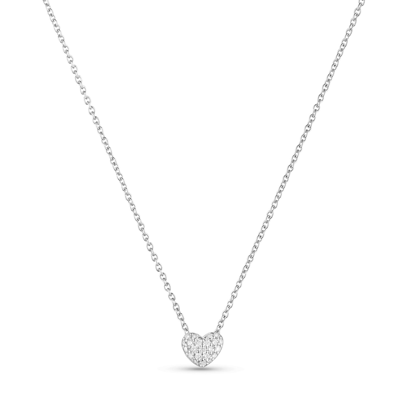 Pillow Heart Small Pendant in 18ct White Gold with Diamonds