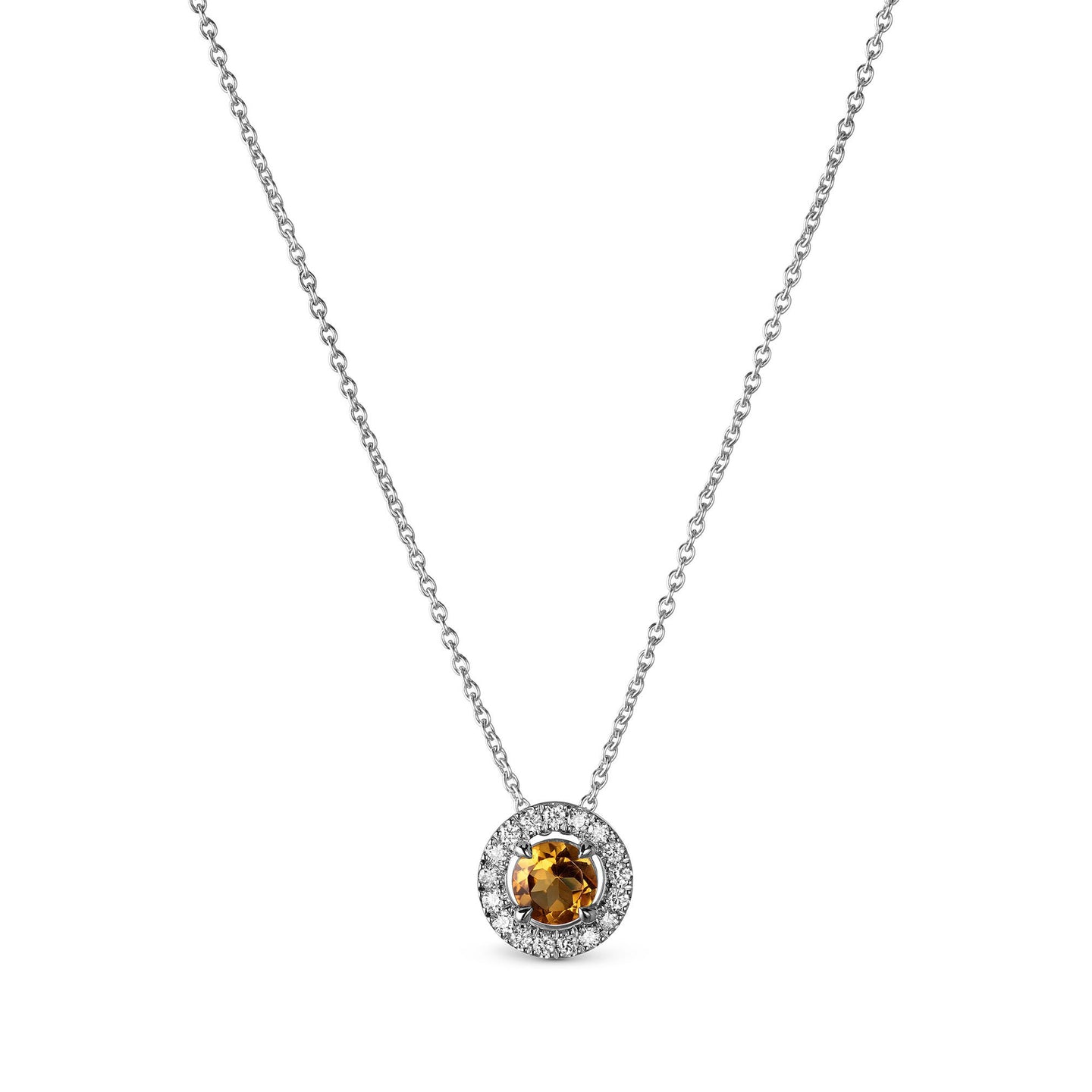Platinum Pendant with Yellow Citrine and Diamonds