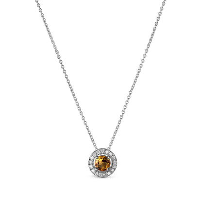 Platinum Pendant with Yellow Citrine and Diamonds