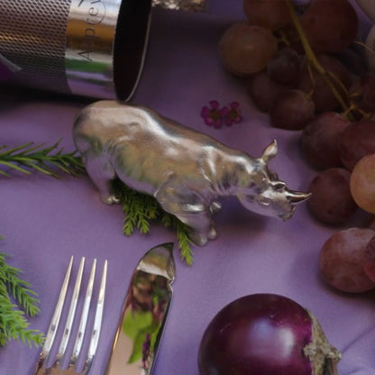 Rhino Figurine in Sterling Silver