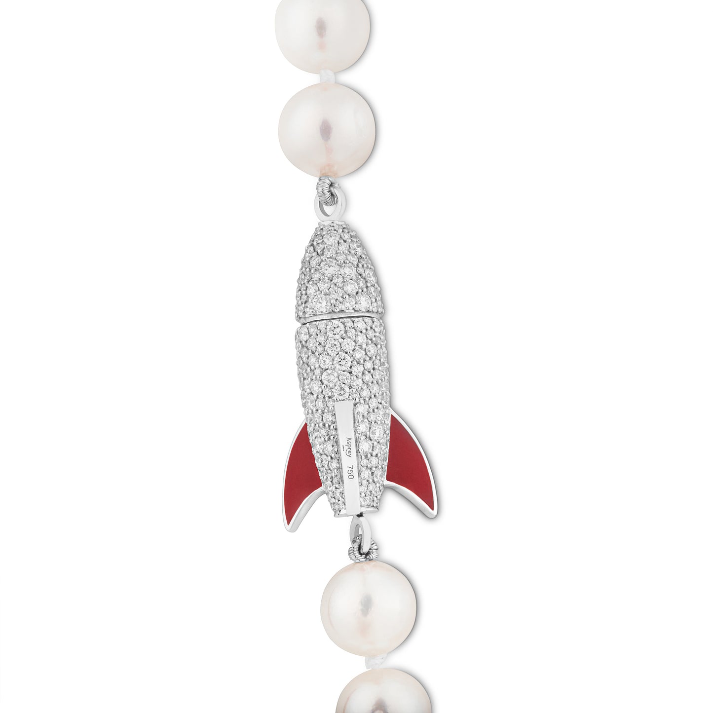 Rocket Pearl Necklace in 18ct White Gold with Diamonds