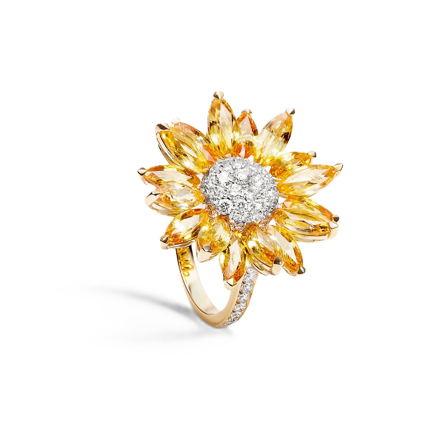 Daisy Small Ring in 18ct Yellow Gold with Yellow Sapphire and Diamonds