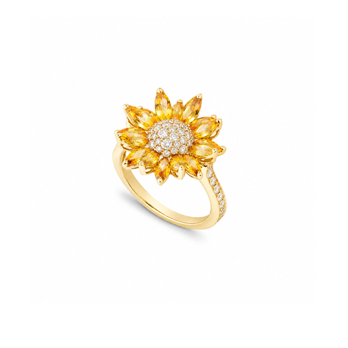 Daisy Small Ring in 18ct Yellow Gold with Yellow Sapphire and Diamonds