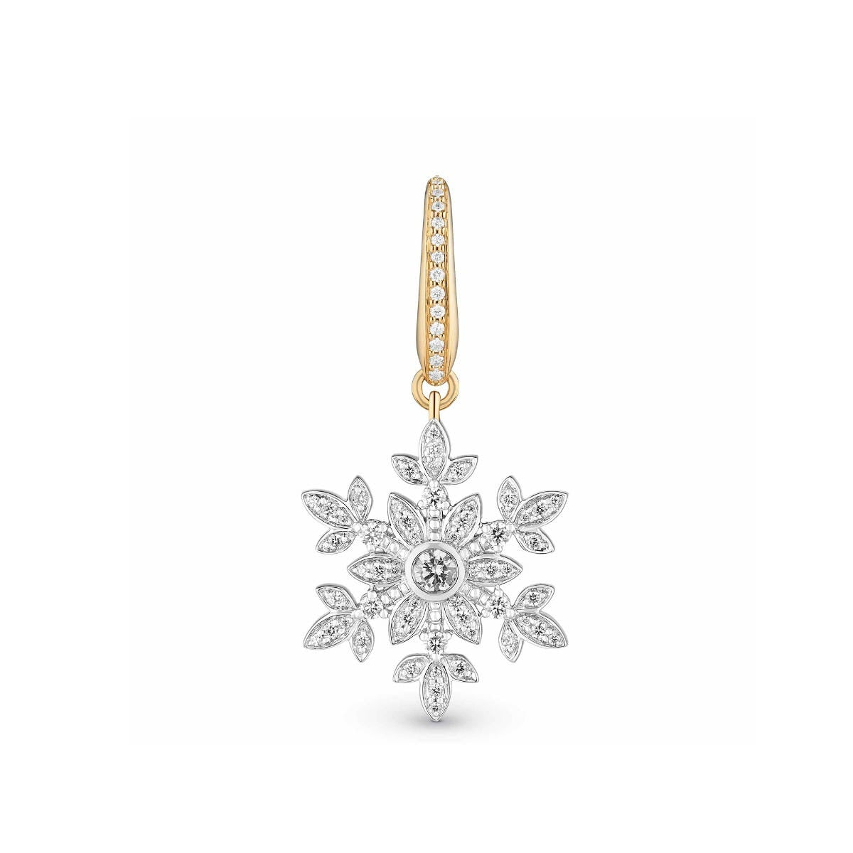 Woodland Snowflake Charm in 18ct Yellow Gold with Diamonds