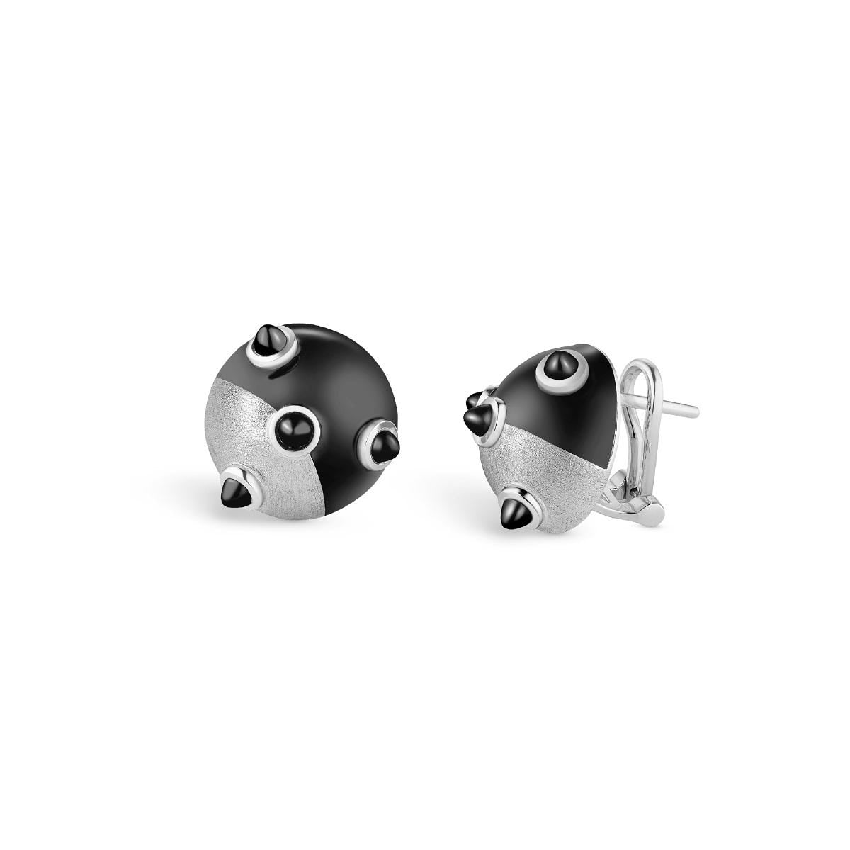 Cosmic Sputnik Eclipse Earrings in 18ct White Gold with Onyx