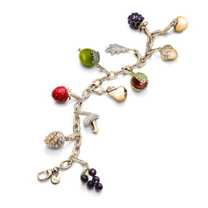 Woodland Blackberry Charm in Enamelled 18ct Yellow Gold with Diamonds