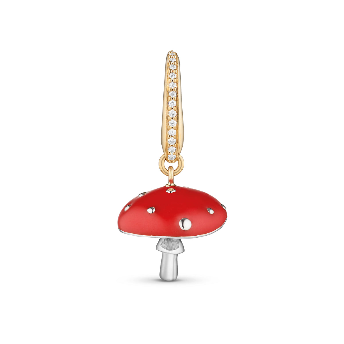 Woodland Large Toadstool Charm in Enamelled 18ct White and Yellow Gold with Diamonds