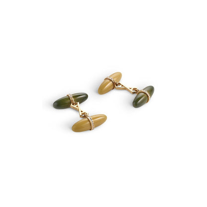 Torpedo Enamel & Diamonds Cufflinks in 18ct Gold