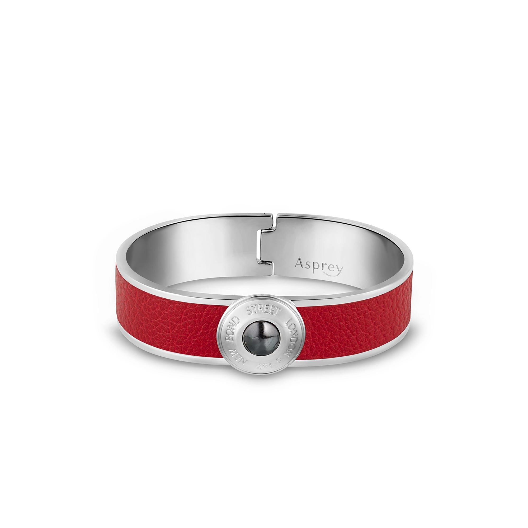 Buttonless Cuff Bond Street Narrow Button Cuff in Pebble Grain Leather with Palladium ...